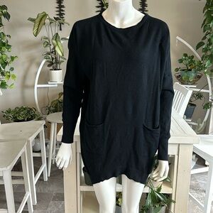 Size extra large black sweater dress buttoned down the back made in Italy